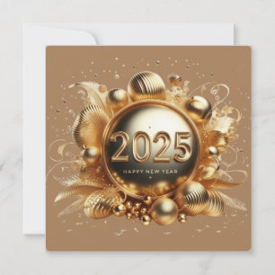 Cartes Pour Fêtes Annuelles La typographie d'or heureux nouvelle année 2025 pl