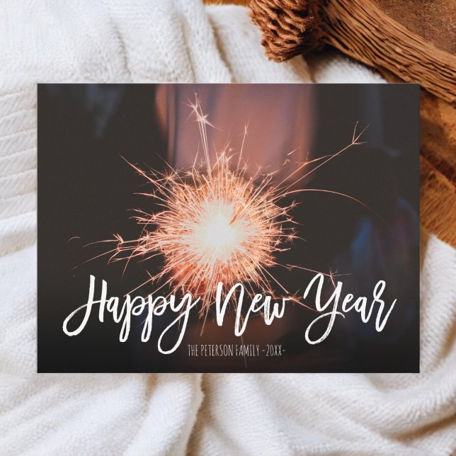 Cartes Pour Fêtes Annuelles La typographie du Nouvel An brille de joie (Cheers to the New Year typography sparkles photo Holiday Postcard)