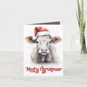 Cartes Pour Fêtes Annuelles La vache fermière festive de Noël ajoute un sentim