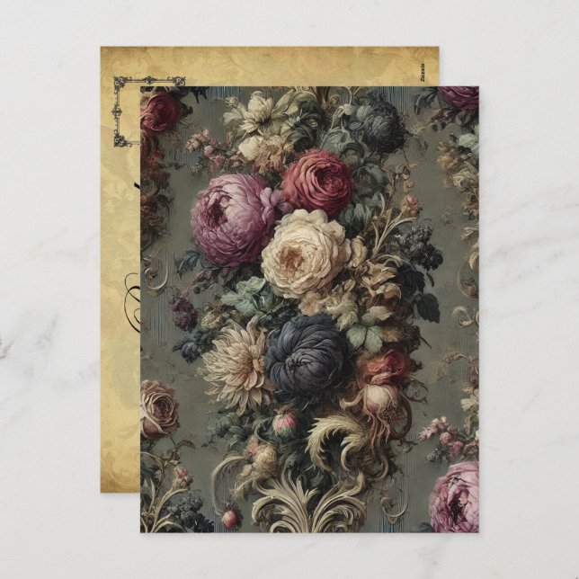 Cartes Pour Fêtes Annuelles La Veille Sauvée - Florale Gothique (Devant / Derrière)