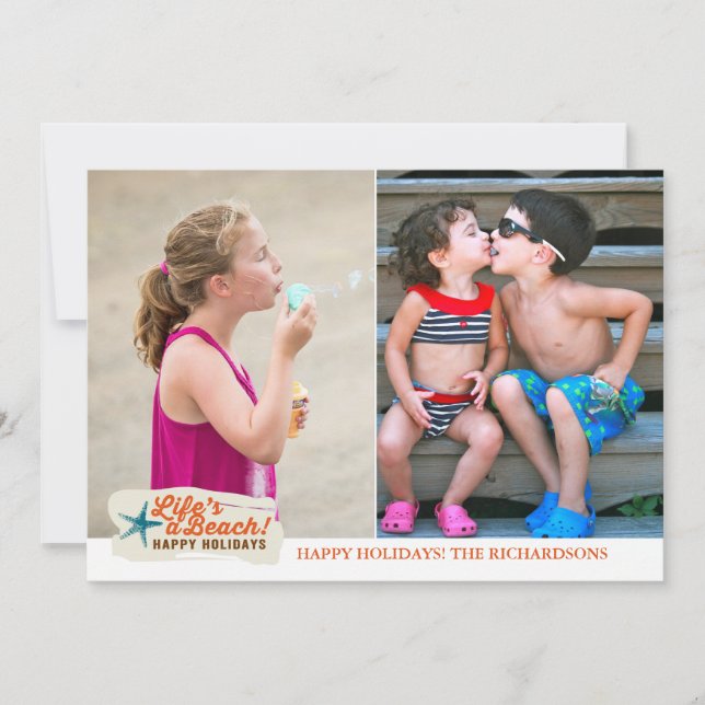 Cartes Pour Fêtes Annuelles La vie est une plage ! x2 (Devant)