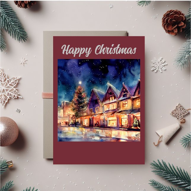 Cartes Pour Fêtes Annuelles La Vieille Angleterre à Noël (Christmas scene card that can be personalized to fit your needs.)
