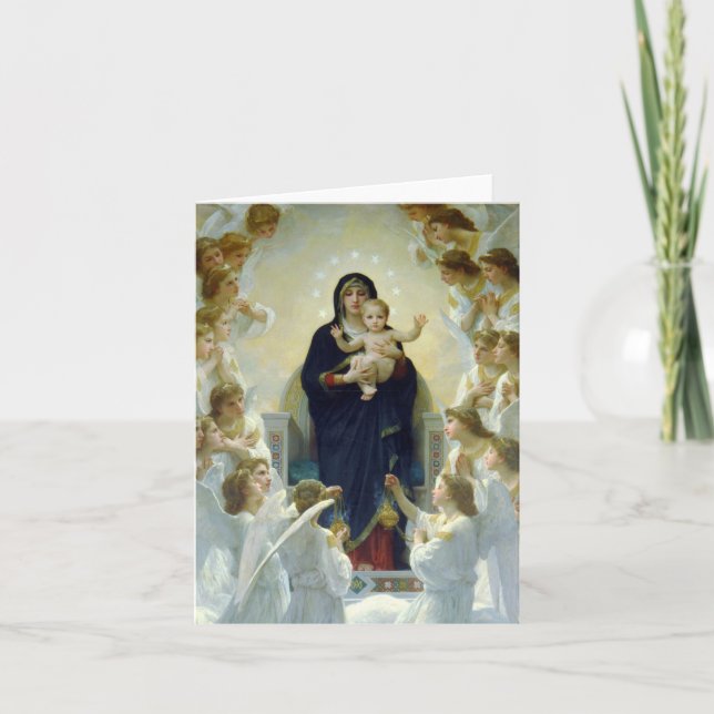 Cartes Pour Fêtes Annuelles La Vierge de Bouguereau et le Christ-enfant aux an (Devant)