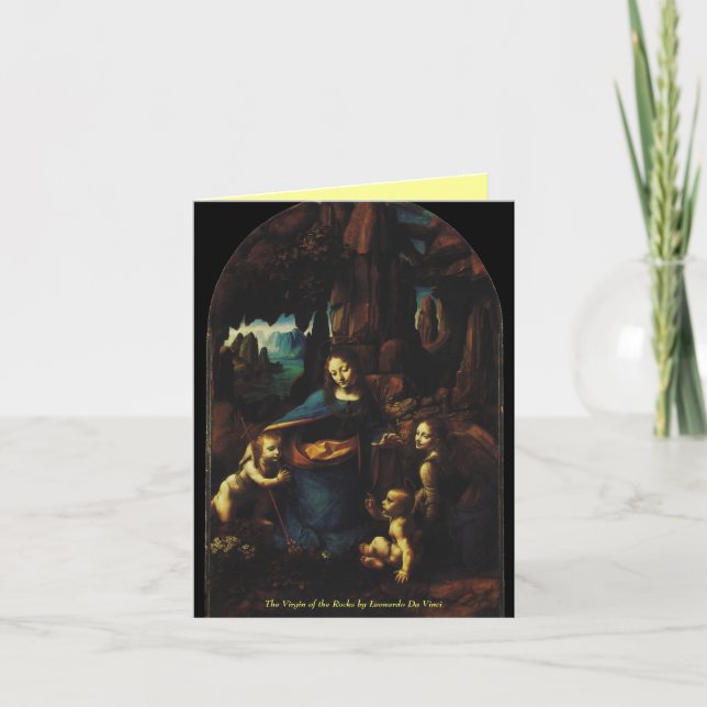 Cartes Pour Fêtes Annuelles La Vierge des Rochers par Léonard de Vinci (Devant)