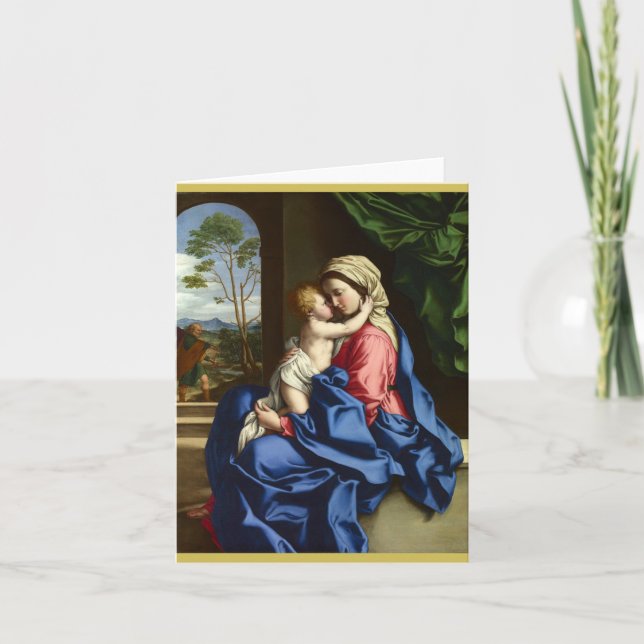Cartes Pour Fêtes Annuelles La Vierge et l'Enfant de Sassoferrato Hol (Devant)