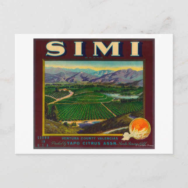 Cartes Pour Fêtes Annuelles Label Simi OrangeSanta Susana, CA (Devant)