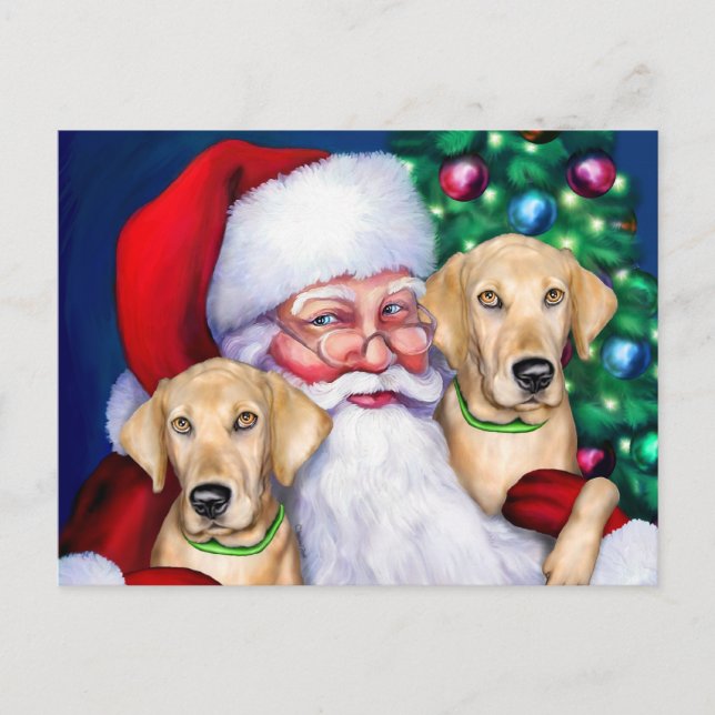 Cartes Pour Fêtes Annuelles Laboratoires de Père Noël de Noël Jaune du Labrado (Devant)
