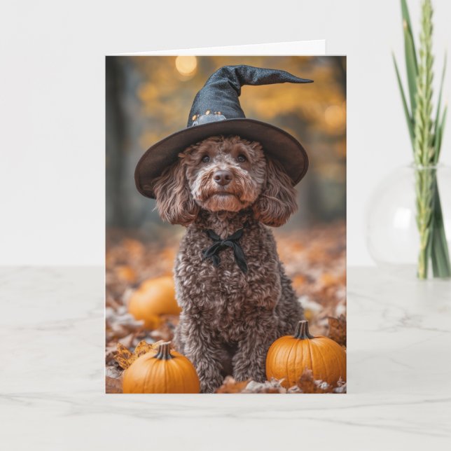 Cartes Pour Fêtes Annuelles Labradoodle au chocolat Halloween (Devant)