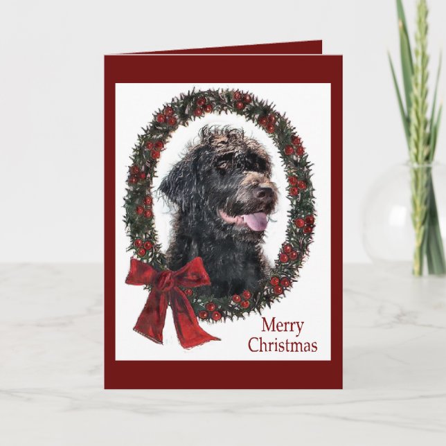 Cartes Pour Fêtes Annuelles Labradoodle Cadeaux de Noël (Devant)