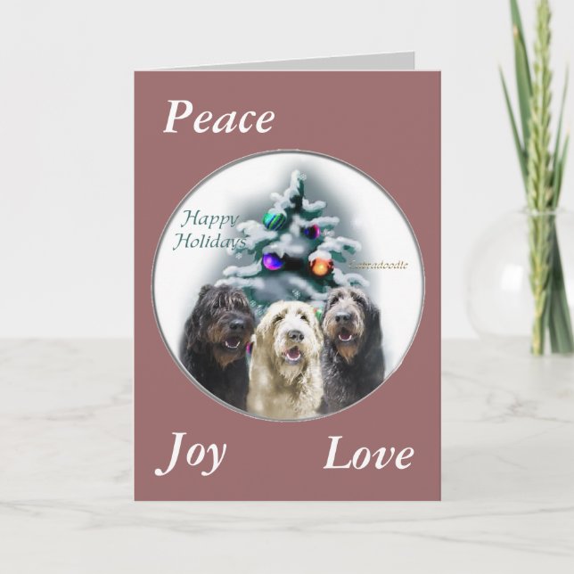 Cartes Pour Fêtes Annuelles Labradoodle Cadeaux de Noël (Devant)