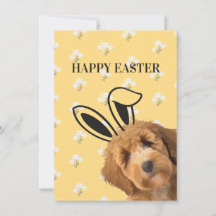 Cartes Pour Fêtes Annuelles Labradoodle Jaune Lapin Floral Oreilles Drôle Pâqu