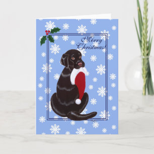 Cartes Pour Fêtes Annuelles Labrador au chocolat avec flocon de neige de Santa