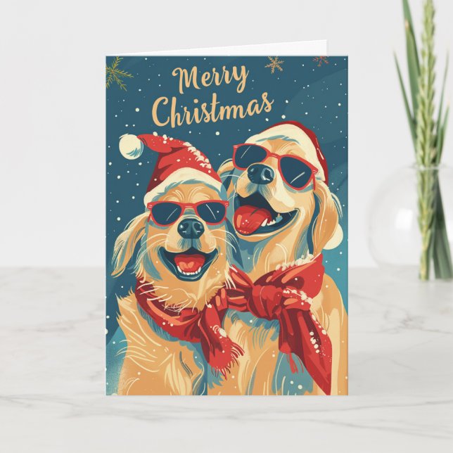 Cartes Pour Fêtes Annuelles Labrador avec lunettes de soleil Noël Personnalisé (Devant)