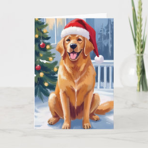 Cartes Pour Fêtes Annuelles Labrador chapeau de Père Noël   Peinture de chien 