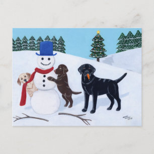 Cartes Pour Fêtes Annuelles Labrador Christmas with Snowman