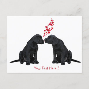 Cartes Pour Fêtes Annuelles Labrador noir - Baisers de chiots pour la Saint-Va
