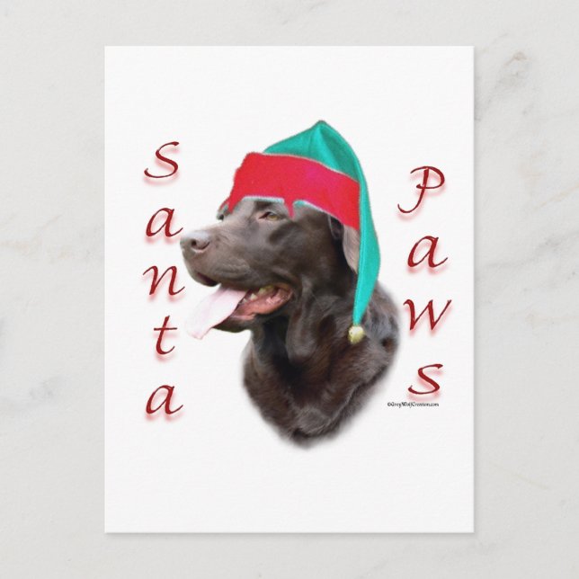 Cartes Pour Fêtes Annuelles Labrador Retriever (choc) Père Noël Paws (Devant)
