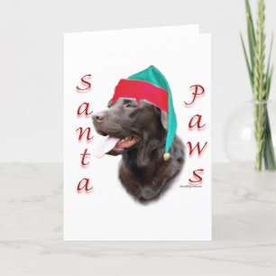 Cartes Pour Fêtes Annuelles Labrador Retriever (choc) Père Noël Paws