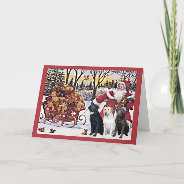 Cartes Pour Fêtes Annuelles Labrador Retriever Christmas Card Père Noël Bears1 (Devant)