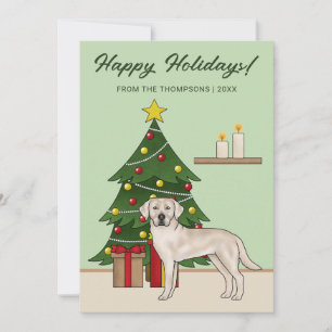 Cartes Pour Fêtes Annuelles Labrador Retriever crème Vert Noël Festif