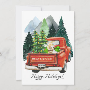 Cartes Pour Fêtes Annuelles Labrador Retriever de Noël et Art du Camion Vintag