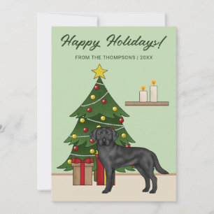 Cartes Pour Fêtes Annuelles Labrador Retriever Noir Noël Festif Vert
