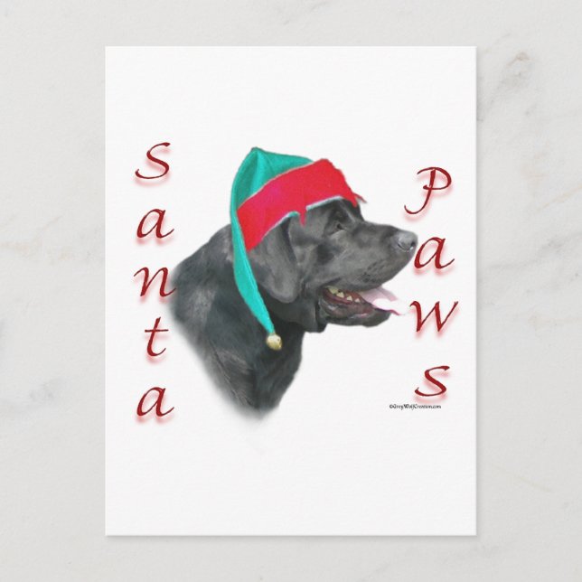 Cartes Pour Fêtes Annuelles Labrador Retriever (noir) Père Noël Paws (Devant)