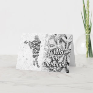 Cartes Pour Fêtes Annuelles Lacrosse Player Typeography reLAX Christmas Card