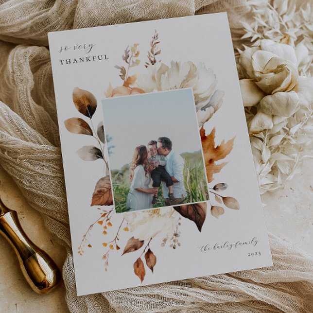 Cartes Pour Fêtes Annuelles L'Action de grâces florale d'automne moderne (Créateur téléchargé)