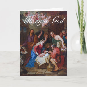 Cartes Pour Fêtes Annuelles L'Adoration des Bergers Vœux de Noël