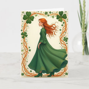 Cartes Pour Fêtes Annuelles Lady in Green St. Patrick's Day