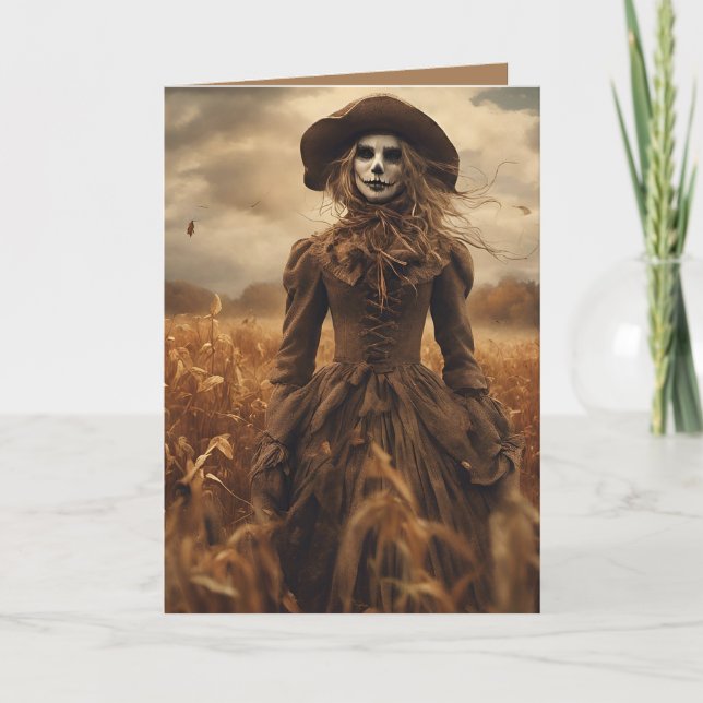 Cartes Pour Fêtes Annuelles Lady Scarecrow Halloween (Devant)