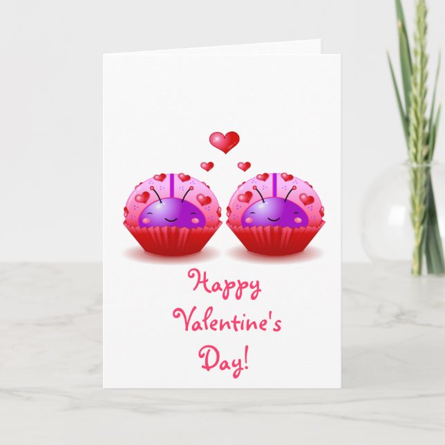 Cartes Pour Fêtes Annuelles Ladybug Cupcake Valentine (Devant)