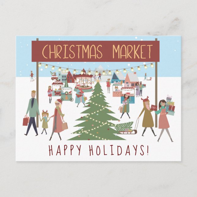 Cartes Pour Fêtes Annuelles L'agitation du marché de Noël (Devant)