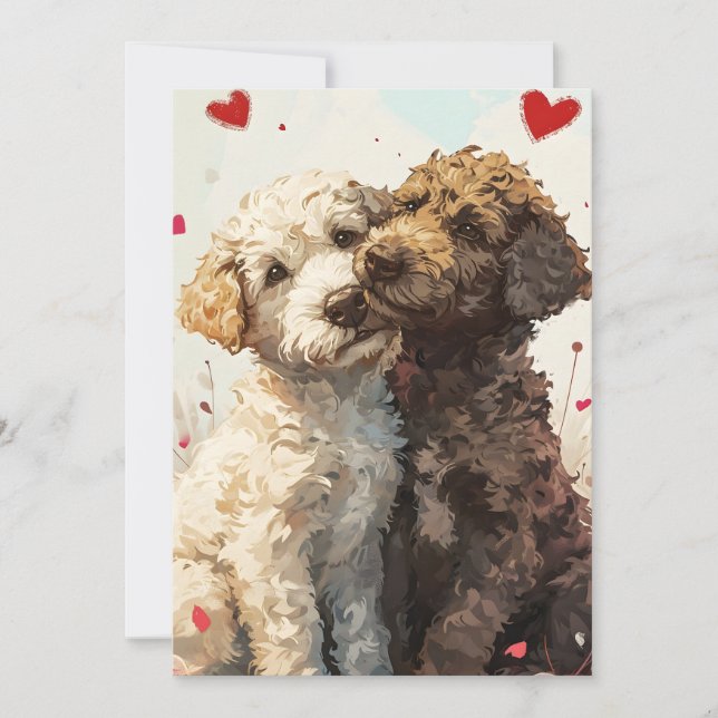 Cartes Pour Fêtes Annuelles Lagotto romagnolo Saint Valentin (Devant)
