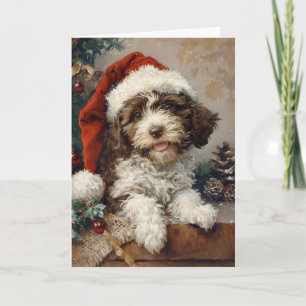Cartes Pour Fêtes Annuelles Lagotto Romagnolo vintage Noël personnalisé