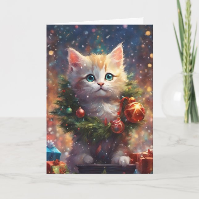Cartes Pour Fêtes Annuelles L'aide de Noël du petit assistant Chaton mignon Ar (Devant)