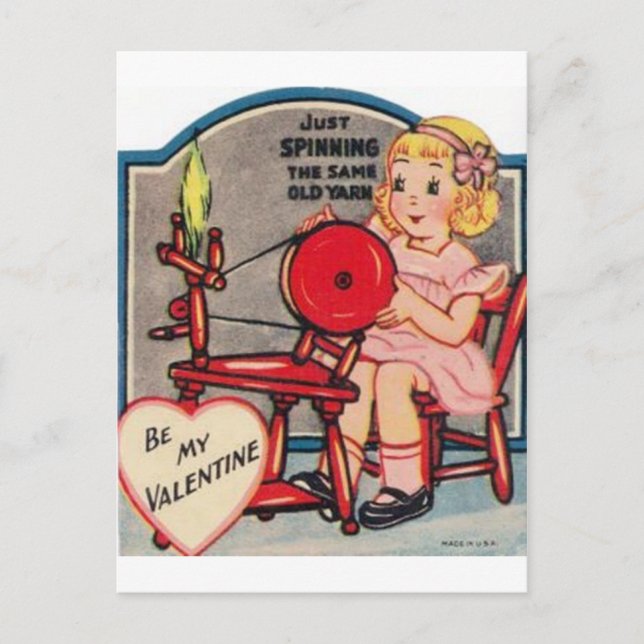 Cartes Pour Fêtes Annuelles Laine vintage Valentine Girl (Devant)