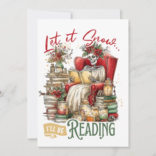 Cartes Pour Fêtes Annuelles Laisse-le neiger je vais lire (Devant)