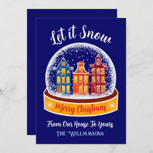 Cartes Pour Fêtes Annuelles Laisser neige Snowglobe Amsterdam Village de Noël
