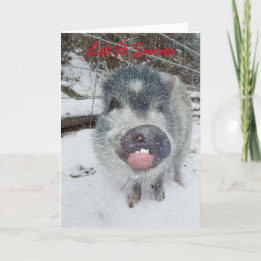 Cartes Pour Fêtes Annuelles Laisser neiger Noël Pig Card