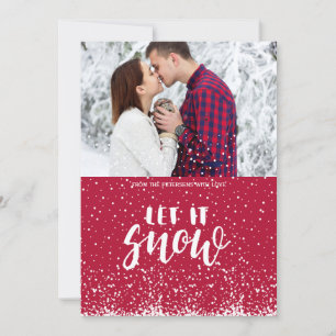 Cartes Pour Fêtes Annuelles Laisser neiger rouge blanc premier couple de neige