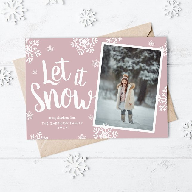 Cartes Pour Fêtes Annuelles Laisser neiger | Superposition de la photo de floc (Créateur téléchargé)