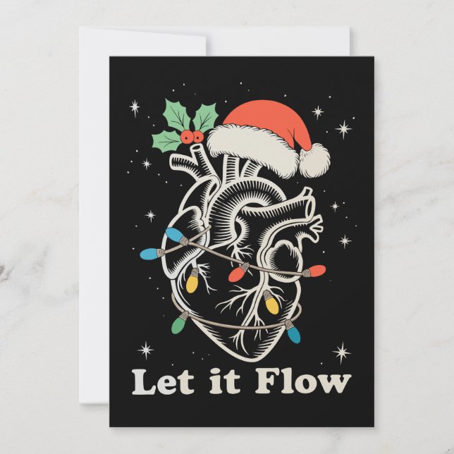 Cartes Pour Fêtes Annuelles Laissez Couler Cœur Infirmière Cardiaque Noël Xmas (Devant)