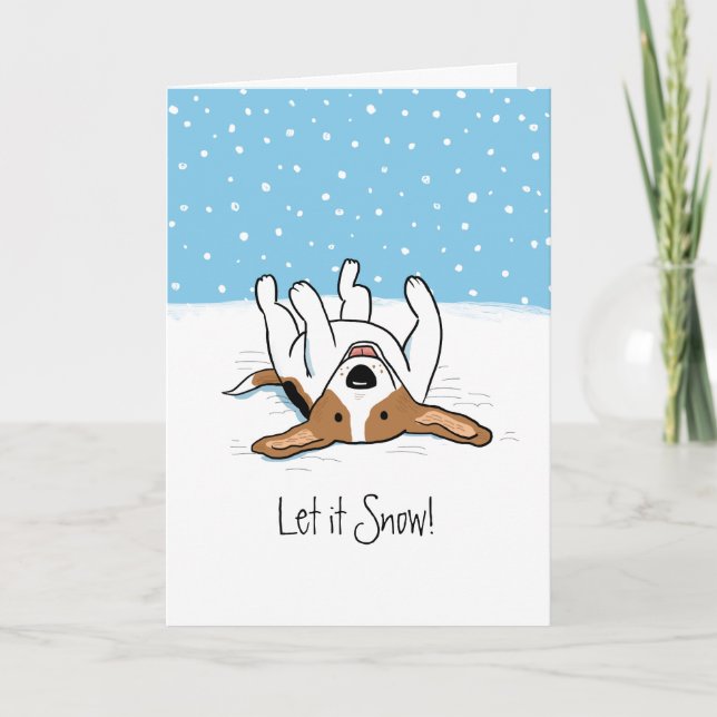 Cartes Pour Fêtes Annuelles Laissez-le Beagle de neige | Noël du chien d'hiver (Devant)