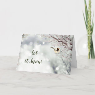 Cartes Pour Fêtes Annuelles Laissez-le neiger Forêt Snowflakes Chickadee Bird