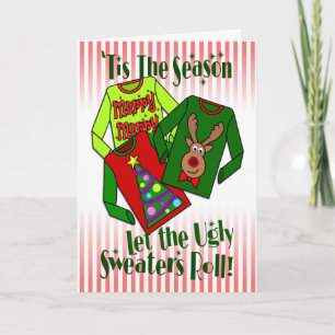 Cartes Pour Fêtes Annuelles "Laissez les vilains pulls rouler" Jolies Fêtes 2