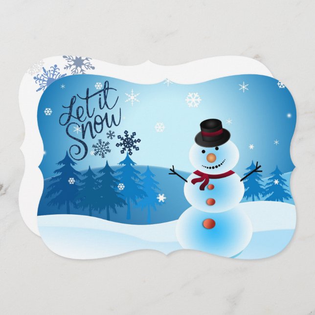 Cartes Pour Fêtes Annuelles Laissez Neiger Ajouter Signature & Message (Devant / Derrière)