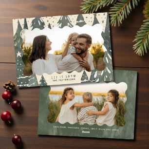 Cartes Pour Fêtes Annuelles Laissez Tomber la Neige 2 Photo Arbres de Noël Fam