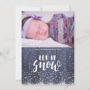 Cartes Pour Fêtes Annuelles Laissez tomber la neige bleue barnwood blanc floco